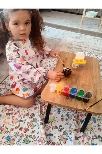 4-7 Years Zooo Waterproof Long Sleeve Kids Activity Apron-Orange - AŞKIN PARTI EVI (1)