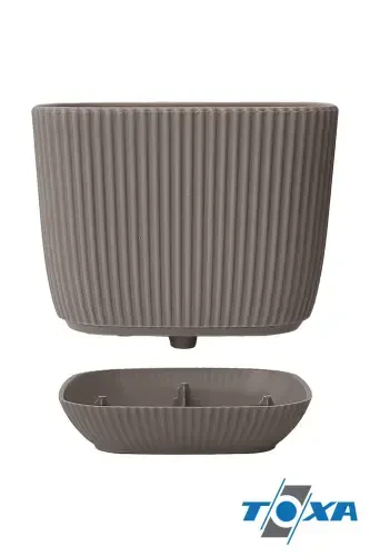 4 Adet 0.27 Litre Kahve Mercan Kare Saksı Mini Boy Kaktüs Sukulent Saksısı Tabaklı Plastik Saksı-0,27L Kahve Set - 4