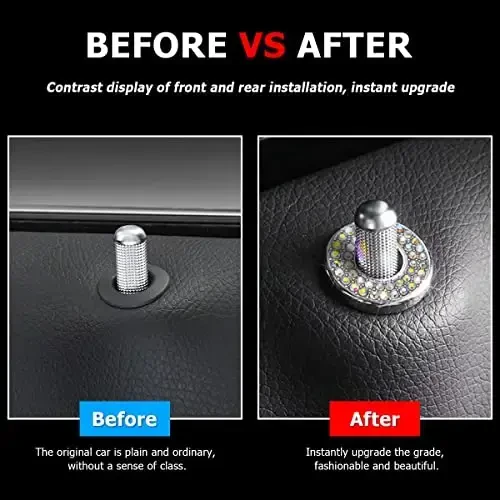 4PCS Bling Inner Car Door Lock Cover Stickers, Rhinestones Pull Rod Bolt Decorations, Crystal Auto Decals for Women Girls, Sparkly Car Door Lock Pin Caps for C Class C200L GLC260 C260L - 4