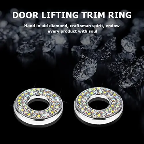 4PCS Bling Inner Car Door Lock Cover Stickers, Rhinestones Pull Rod Bolt Decorations, Crystal Auto Decals for Women Girls, Sparkly Car Door Lock Pin Caps for C Class C200L GLC260 C260L - 3