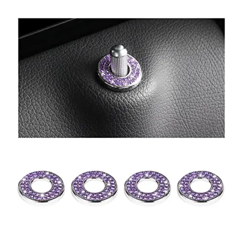 4PCS Bling Inner Car Door Lock Cover Stickers, Rhinestones Pull Rod Bolt Decorations, Crystal Auto Decals for Women Girls, Sparkly Car Door Lock Pin Caps for C Class C200L GLC260 C260L - MOLY MAGNOLIA
