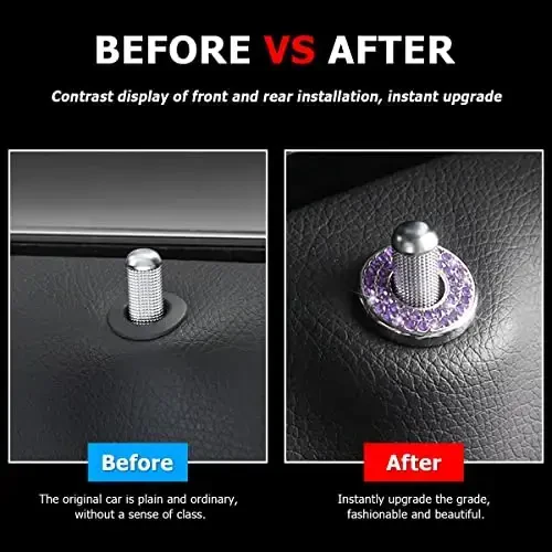 4PCS Bling Inner Car Door Lock Cover Stickers, Rhinestones Pull Rod Bolt Decorations, Crystal Auto Decals for Women Girls, Sparkly Car Door Lock Pin Caps for C Class C200L GLC260 C260L - 4