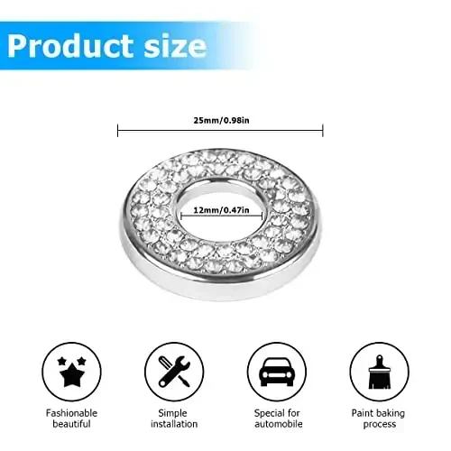 4PCS Bling Inner Car Door Lock Cover Stickers, Rhinestones Pull Rod Bolt Decorations, Crystal Auto Decals for Women Girls, Sparkly Car Door Lock Pin Caps for C Class C200L GLC260 C260L - 2
