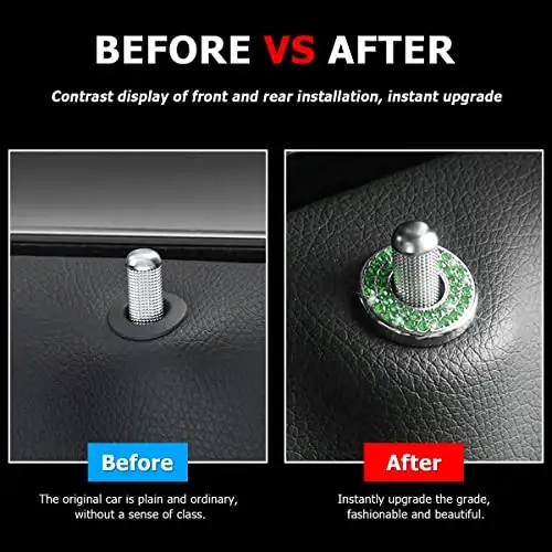 4PCS Bling Inner Car Door Lock Cover Stickers, Rhinestones Pull Rod Bolt Decorations, Crystal Auto Decals for Women Girls, Sparkly Car Door Lock Pin Caps for C Class C200L GLC260 C260L - 4