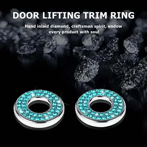 4PCS Bling Inner Car Door Lock Cover Stickers, Rhinestones Pull Rod Bolt Decorations, Crystal Auto Decals for Women Girls, Sparkly Car Door Lock Pin Caps for C Class C200L GLC260 C260L - 3