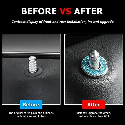 4PCS Bling Inner Car Door Lock Cover Stickers, Rhinestones Pull Rod Bolt Decorations, Crystal Auto Decals for Women Girls, Sparkly Car Door Lock Pin Caps for C Class C200L GLC260 C260L - 4