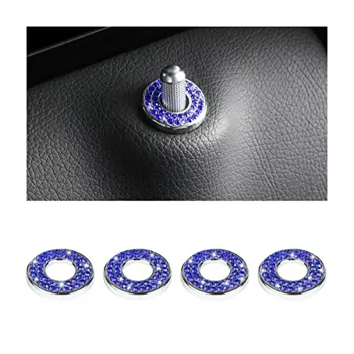 4PCS Bling Inner Car Door Lock Cover Stickers, Rhinestones Pull Rod Bolt Decorations, Crystal Auto Decals for Women Girls, Sparkly Car Door Lock Pin Caps for C Class C200L GLC260 C260L 