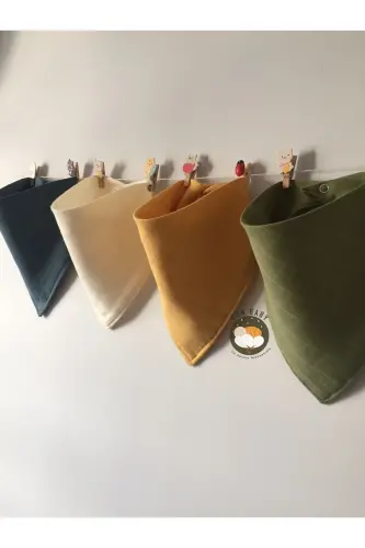 ( 4 Adet ) Müslin Kumaş Çıtçıtlı Bebek Salya Önlük & Fular - 3