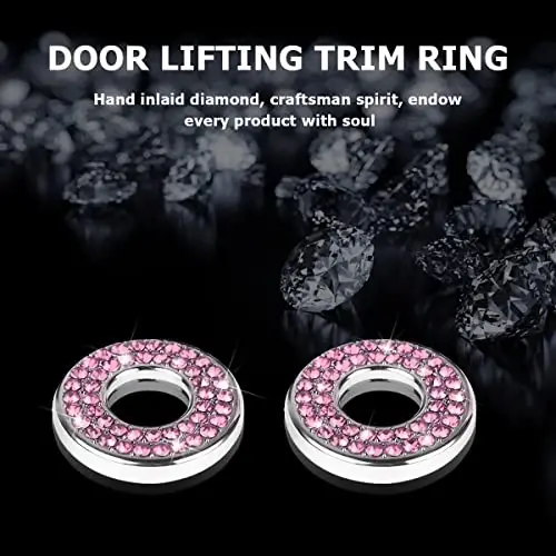 4PCS Bling Inner Car Door Lock Cover Stickers, Rhinestones Pull Rod Bolt Decorations, Crystal Auto Decals for Women Girls, Sparkly Car Door Lock Pin Caps for C Class C200L GLC260 C260L - MOLY MAGNOLIA