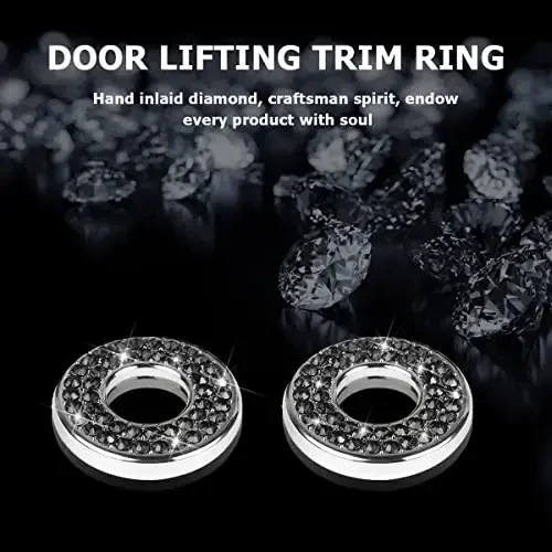 4PCS Bling Inner Car Door Lock Cover Stickers, Rhinestones Pull Rod Bolt Decorations, Crystal Auto Decals for Women Girls, Sparkly Car Door Lock Pin Caps for C Class C200L GLC260 C260L - 3