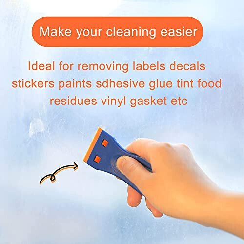 4 Pcs Plastic Razor Blade Scraper and 100 Pcs Blades, Remove Label Decal Tool， Forwithout Scratches Plastic Razor Blade Scraper, Adhesive Remover for Stickers, Gaskets and Paints on Window Car Glass - 6