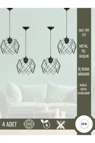 4 Adet Silvano Avize One Salon Mutfak Banyo Yatak Odası Çocuk Odası Antre Sarkıt Avize-4 Adet - 1