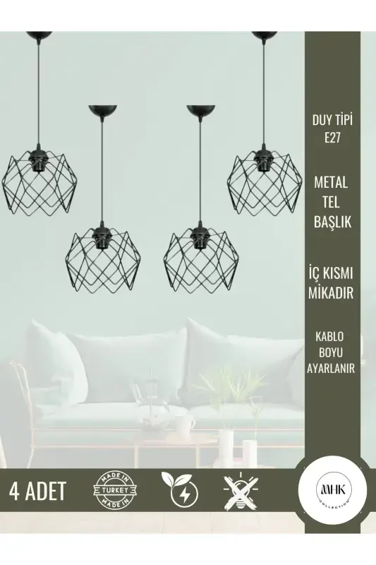 4 Adet Silvano Avize One Salon Mutfak Banyo Yatak Odası Çocuk Odası Antre Sarkıt Avize-4 Adet - 1