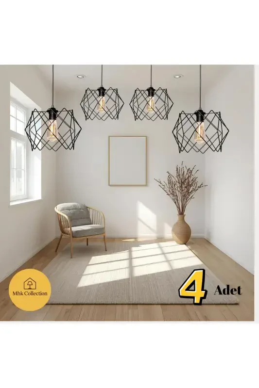 4 Adet Silvano Avize One Salon Mutfak Banyo Yatak Odası Çocuk Odası Antre Sarkıt Avize-4 Adet - 4