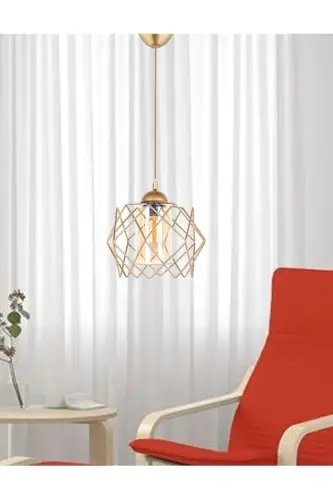 4 Adet Trend Bal Mika Camlı Golden Salon Mutfak Banyo Yatak Odası Çocuk Odası Antre Sarkıt Avize - Gold - 4