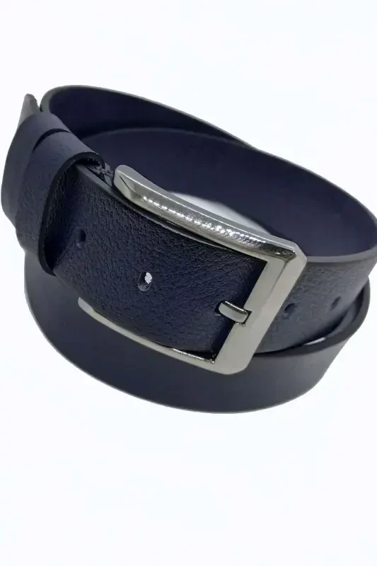 4 Cm %100 Genuine Leather Navy Blue Men's Belt-Navy Blue - 1