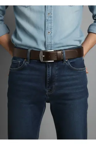 4 Cm 100%genuineleatherbrown Men's Belt-Brown - 5