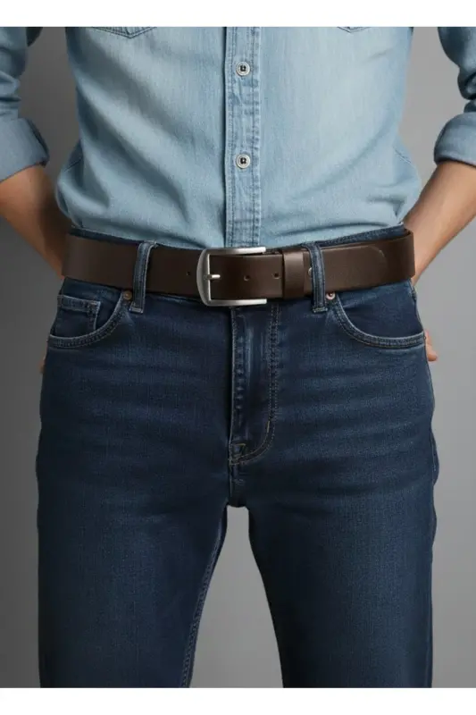 4 Cm 100%genuineleatherbrown Men's Belt-Brown - 5
