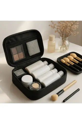 4 Compartment Makeup Bag Cosmetic Makeup Suitcase Set | Care Travel Makeup Cosmetic Organizer Bag - 1