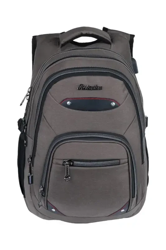 4 Compartment Waterproof Fabric Tablet Compartment Middle School High School School Backpack-Brown - 1