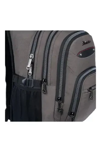 4 Compartment Waterproof Fabric Tablet Compartment Middle School High School School Backpack-Brown - 3