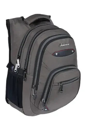 4 Compartment Waterproof Fabric Tablet Compartment Middle School High School School Backpack-Brown - 4