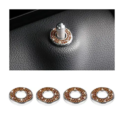 4 dona Bling Ichki Avtomobil Eshigi Qulfi Qopqog'i Stikerlari, Rhinestones Tortish Rod Bolt Bezagi, Ayollar Qizlar uchun Kristalli Avto Dekallar, C Class C200L GLC260 C260L uchun Yorqin Avtomobil Eshigi Qulfi Pin Qopqoqlari - MOLY MAGNOLIA