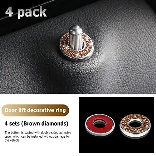 4 dona Bling Ichki Avtomobil Eshigi Qulfi Qopqog'i Stikerlari, Rhinestones Tortish Rod Bolt Bezagi, Ayollar Qizlar uchun Kristalli Avto Dekallar, C Class C200L GLC260 C260L uchun Yorqin Avtomobil Eshigi Qulfi Pin Qopqoqlari - 6