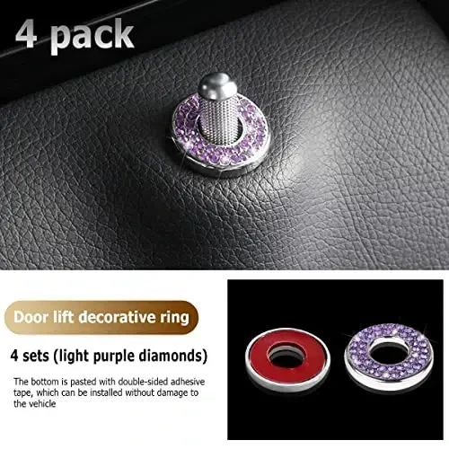 4 dona Bling Ichki Avtomobil Eshigi Qulfi Qopqog'i Stikerlari, Rhinestones Tortuvchi Rod Bolt Bezaklari, Ayollar Qizlar uchun Kristalli Avto Dekallar, C Class C200L GLC260 C260L uchun Yaltiroq Avtomobil Eshigi Qulfi Pin Qopqoqlari - 6
