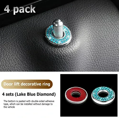 4 dona Bling Ichki Avtomobil Eshigi Qulfi Qopqog'i Stikerlari, Rinestones Tortish Tuyoqli Bolt Bezaklari, Ayollar Qizlar uchun Kristalli Avto Dekallar, C Class C200L GLC260 C260L uchun Yaltiroq Avtomobil Eshigi Qulfi Pin Qopqoqlari - 6