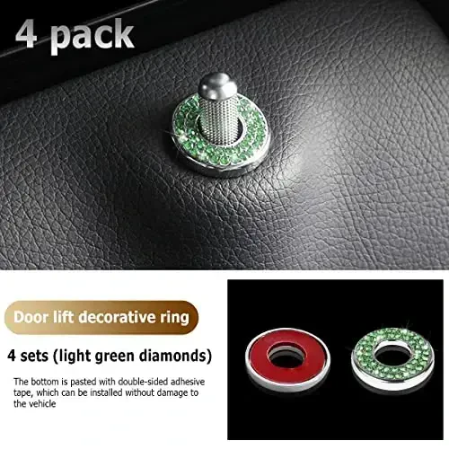 4 dona Bling ichki avtomobil eshigi qulfi qopqog'i stikerlari, rinstones tortish novda murvat bezaklari, ayollar qizlar uchun kristalli avto yorliqlari, C Class C200L GLC260 C260L uchun yorqin avtomobil eshigi qulfi pin qopqoqlari - 6