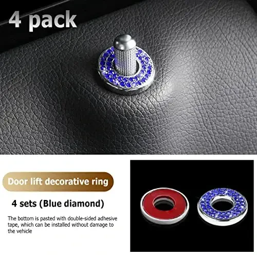 4 dona Bling Ichki Avtomobil Eshigi Qulfi Qopqoqlari Stikerlari, Rinstones Tortish Rod Bolt Bezaklari, Ayollar Qizlar uchun Kristalli Avto Dekallar, C Class C200L GLC260 C260L uchun Yaltiroq Avtomobil Eshigi Qulfi Pin Qopqoqlari - 6