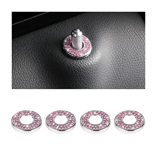 4 dona Bling ichki avtomobil eshik qulf qopqoq stikerlari, Rhinestones tortish tayoqchasi murvat bezaklari, Kristal avto stikerlari ayollar qizlar uchun, porloq avtomobil eshik qulf qopqoqlari C sinfi C200L GLC260 C260L uchun - 4