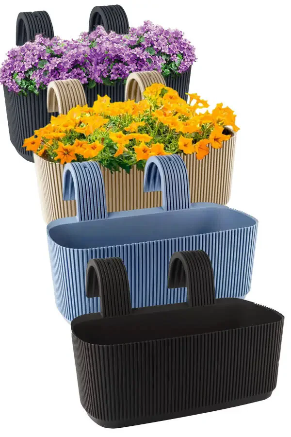 4 dona Karasu Plastik Pera Osilib Turuvchi Balkon Chelaklari (Plastik Qavslar va Muvozanat Asboblari bilan) - 1