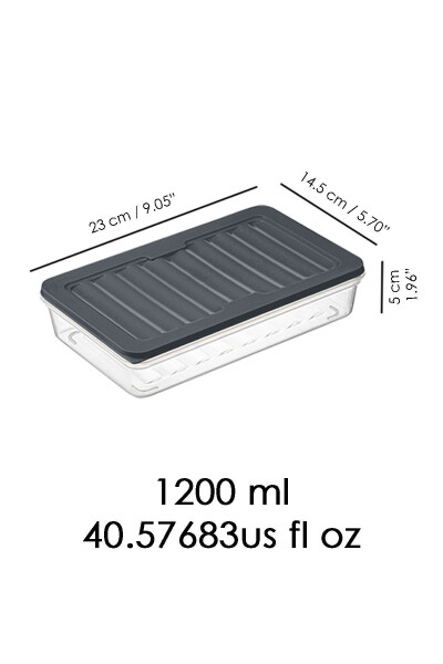 4 dona-mikroto'lqinli pechga mos saqlash idishlari to'plami, sovutgich tashkilotchisi bilan, antrasit 4 X 1200 ml - 8