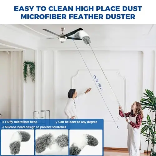 4 dona tozalash uchun latta, 2 tasi 1 da mikrofiberli latta va tortiladigan tirqish tozalagich, 1 dona mikrofiberli changlatgich matosi uzun tutqichli 30-100 dyuymli uzaytma ustuni bilan shift foniy tozalash vositalari uchun - 6