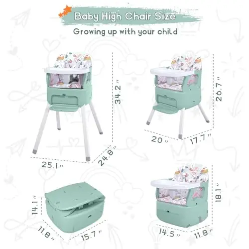 4-in-1 Portable Baby High Chair - 6