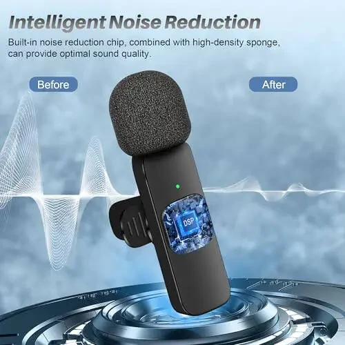 4 in 1 Professional Wireless Lavalier Microphone - 2 Pack Mini Microphone for iPhone Android Camera, Noise Reduction Lapel Mic Ultra Low Delay for Video Recording, YouTube, Interview, Tiktok and Vlog - 3