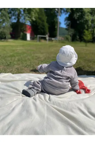 4 Kat Müslin %100 Pamuk Çocuk Uzun Kollu Sweatshirt-pantolonlu Alt-üst Takım-Gri - 6