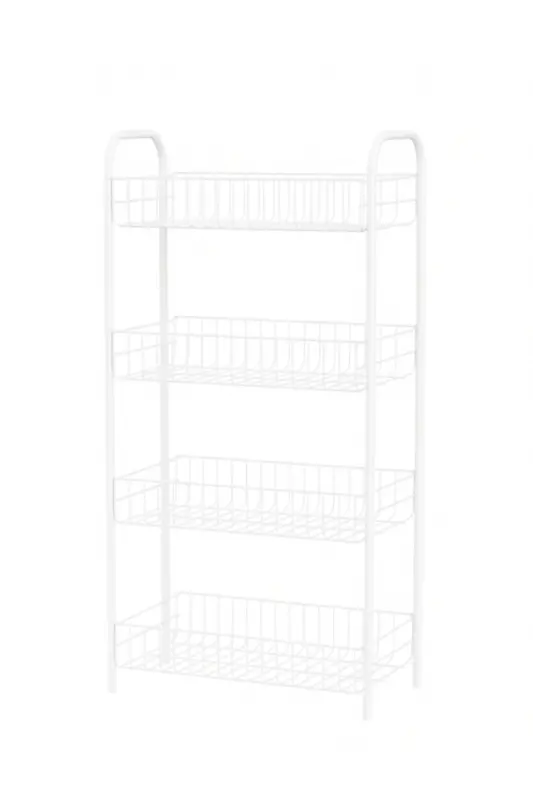 4 Katlı Banyo Metal Raf Banyo Düzenleyici Çok Amaçlı Metal Raf (80x40x23 cm. )-4 Katlı Beyaz - 4