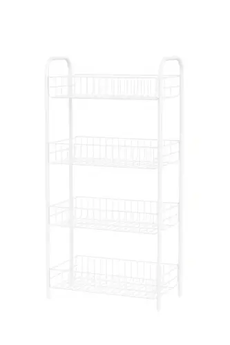 4 Katlı Banyo Metal Raf Banyo Düzenleyici Çok Amaçlı Metal Raf (80x40x23 cm. )-4 Katlı Beyaz - 4