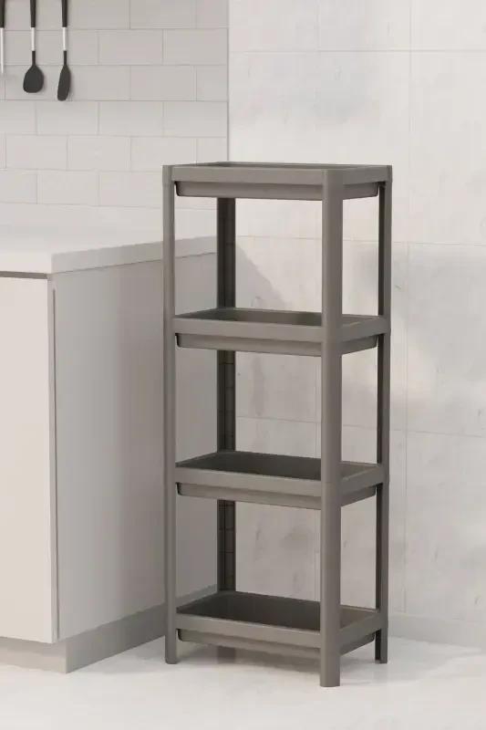 4 Katlı Banyo Raf Ünitesi Siyah Banyo Düzenleyici Şampuanlık Havluluk Dolap-Siyah - 3