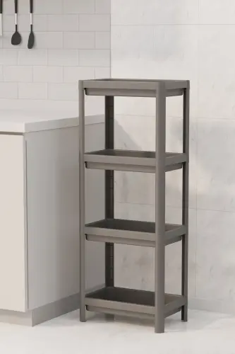 4 Katlı Banyo Raf Ünitesi Vesken Banyo Düzenleyici Şampuanlık Havluluk Dolap-GRİİ - 3