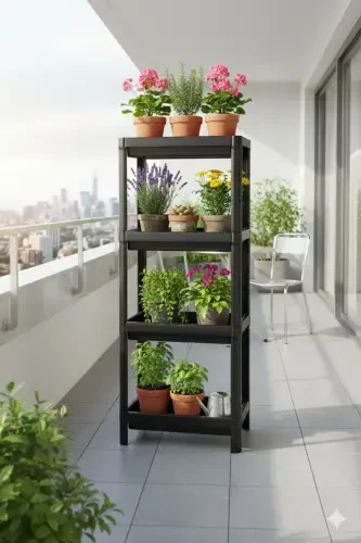 4 Katlı Banyo Rafı Mutfak Rafı Banyo Düzenleyici Şampuan Havluluk Deterjanlık Organizeri Siyah-SİYAH - 3