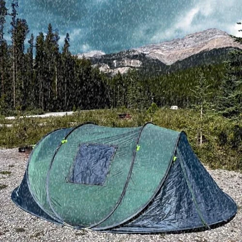 4 kishilik oson o'rnatiladigan chodir, 9.5’X6.6’X52'', suv o'tkazmaydigan, avtomatik o'rnatish, 2 eshik - lager, sayohat va sayohat qilish uchun darhol oilaviy chodirlar - 2