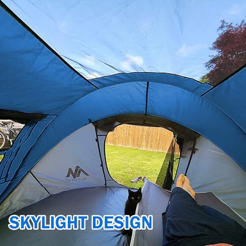 4 Person Pop Up Tents for Camping - AYAMAYA Waterproof Instant Family Tents with Skylight & Removable Rainfly, Upgraded Large Size with 2 Doors -Automatic Easy Setup Beach Tent with Poles - 5