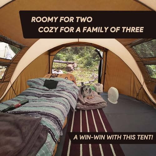 4 Person Easy Pop Up Tent,9.5’X6.6’X52'',Waterproof, Automatic Setup,2 Doors-Instant Family Tents for Camping, Hiking & Traveling - 3