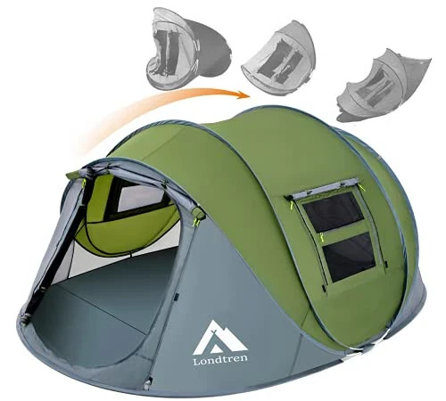 4 Person Easy Pop Up Tent Waterproof Automatic Setup 2 Doors-Instant Family Tents for Camping Hiking & Traveling - Londtren
