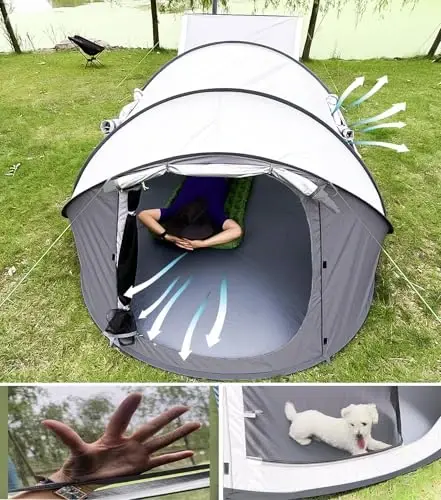 4 Person Easy Pop Up Tent Waterproof Automatic Setup 2 Doors-Instant Family Tents for Camping Hiking & Traveling - 4