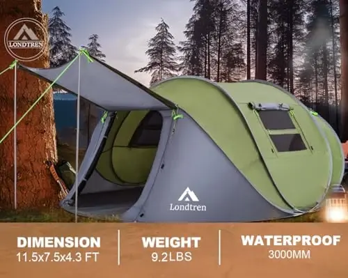4 Person Easy Pop Up Tent Waterproof Automatic Setup 2 Doors-Instant Family Tents for Camping Hiking & Traveling - 3